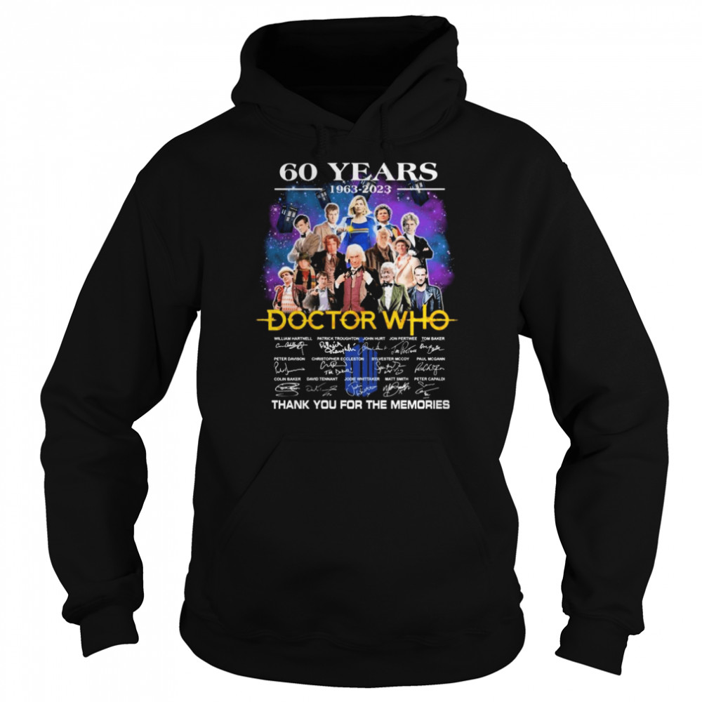 60 Years 1963 2023 Of The Doctor Who Signatures Thank You For The Memories T- Unisex Hoodie