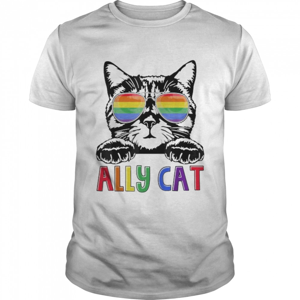 Ally cat rainbow gay pride cute lgbt animal pet lover shirt