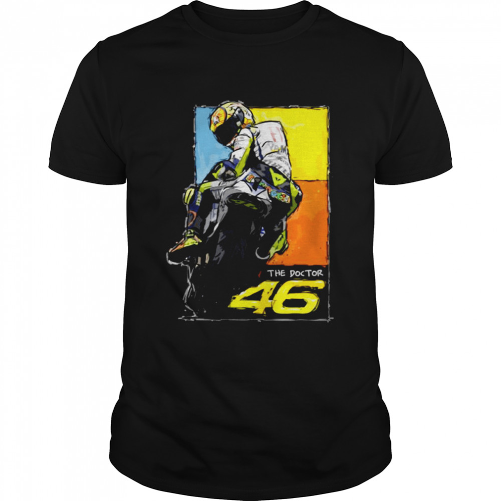 Retirement Hand Signature The Doctor 46 Original Active Valentino Rossi Motorbike Racing shirt