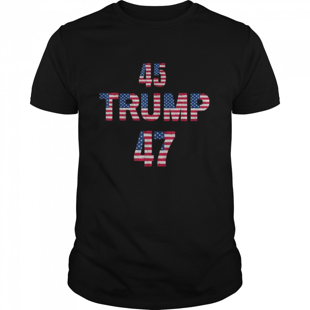 Trump 2024 voting 45 to 47 political vote election American flag shirt