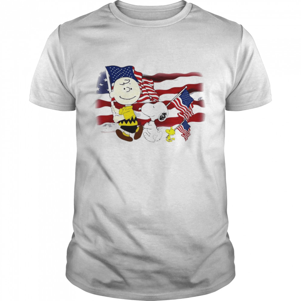 Charlie Brown and snoopy and woodstock Happy 4th Of July abbey road shirt