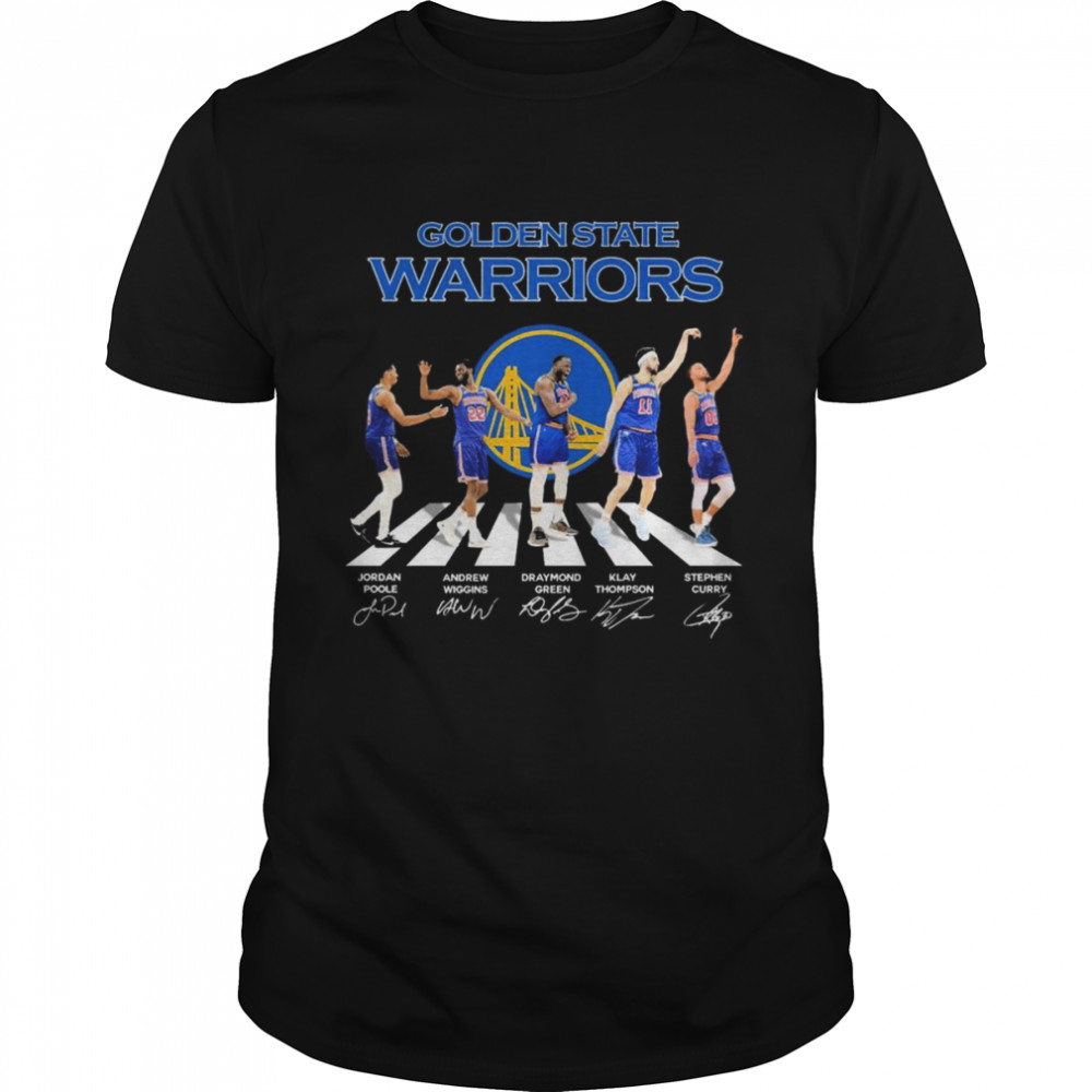 Golden State Warrior Jordan Poole Andrew Wiggins Draymond Green Klay Thompson And Stephen Curry Abbey Road Signatures Shirt