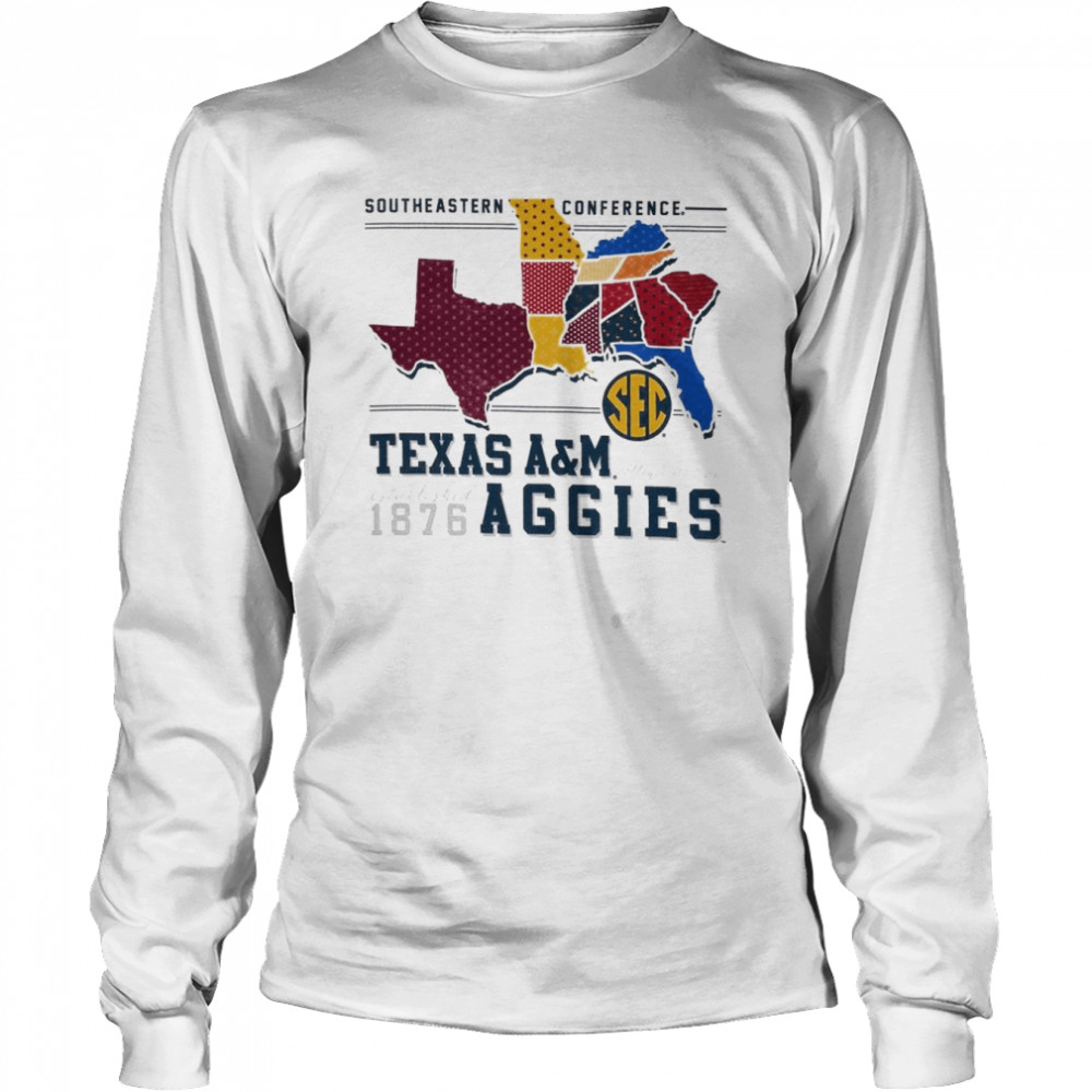 Texas A&M Aggies SEC Map 1876  Long Sleeved T-shirt