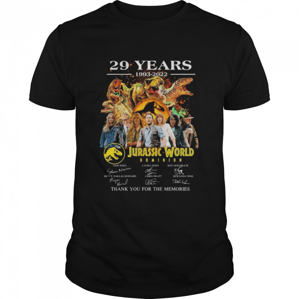 The Jurassic World Dominion 29 Years Anniversary 1993-2023 Signatures Shirt