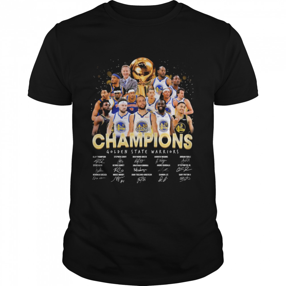 2022 NBA Champions Golden State Warriors Basketball Team Signatures Shirt