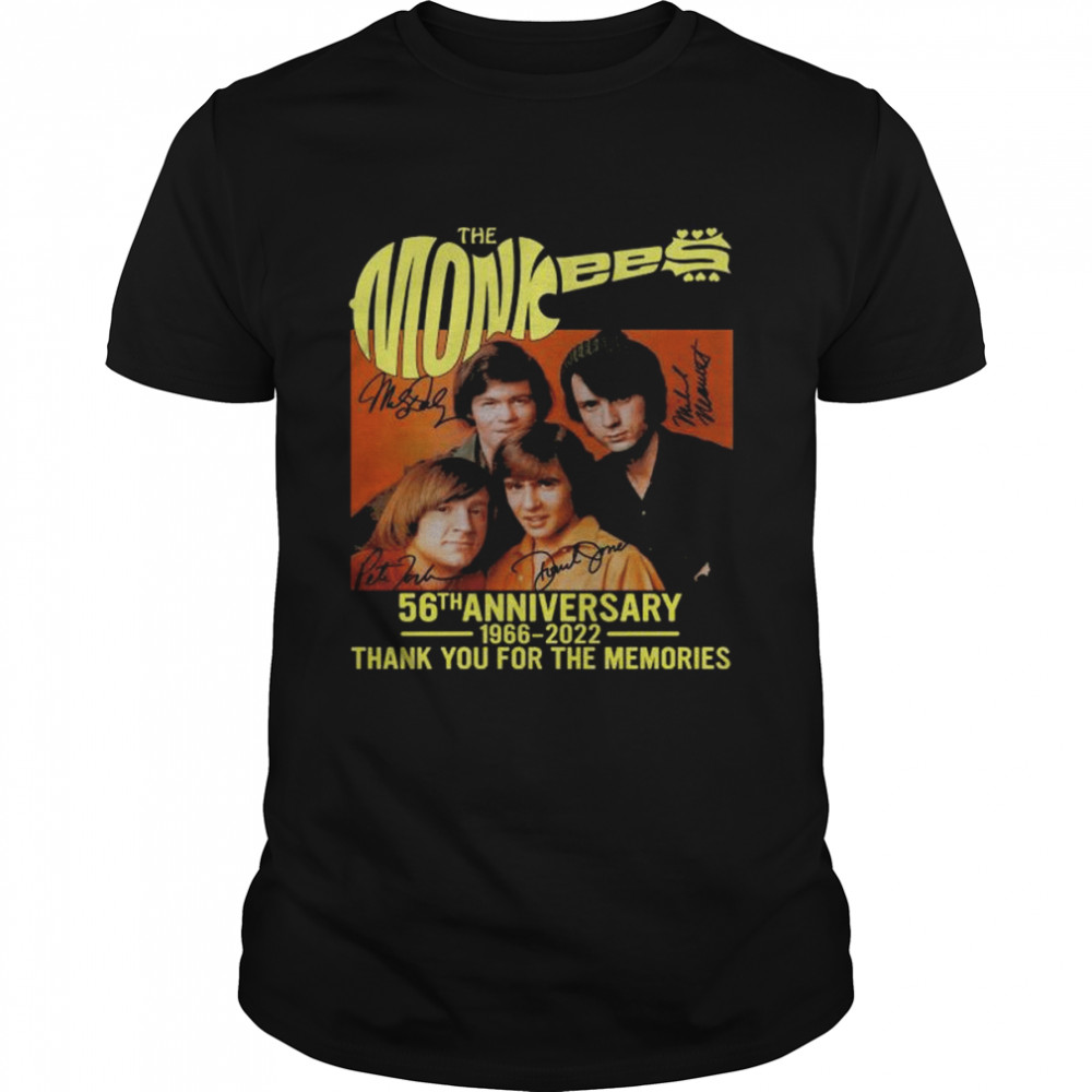 The monkees 56th anniversary 1966-2022 thank you for the memories signatures shirt