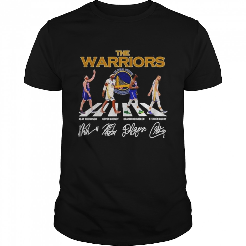 The Warriors Klay Thompson Kevon Looney Draymond Green Stephen Curry abbey road signatures shirt