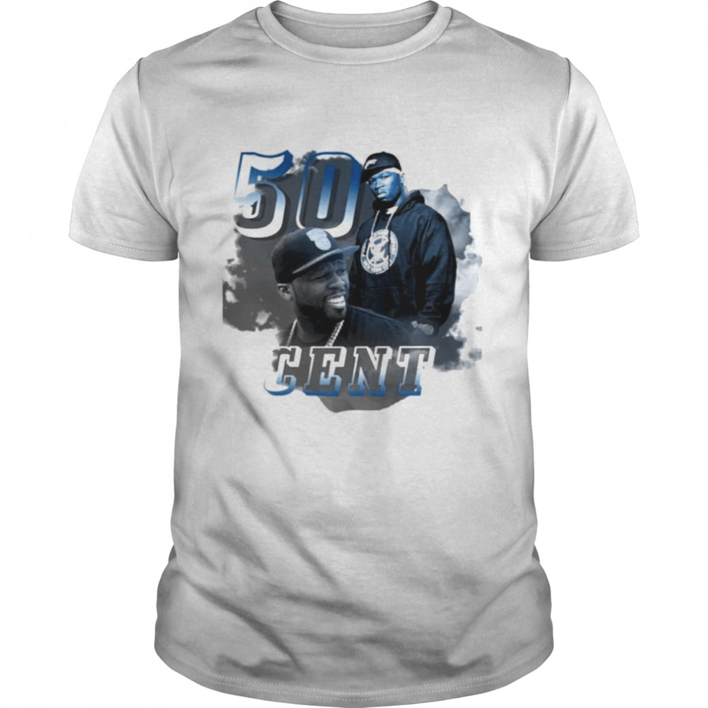 Blue Vintage Art 50 Cent Rapper Shirt