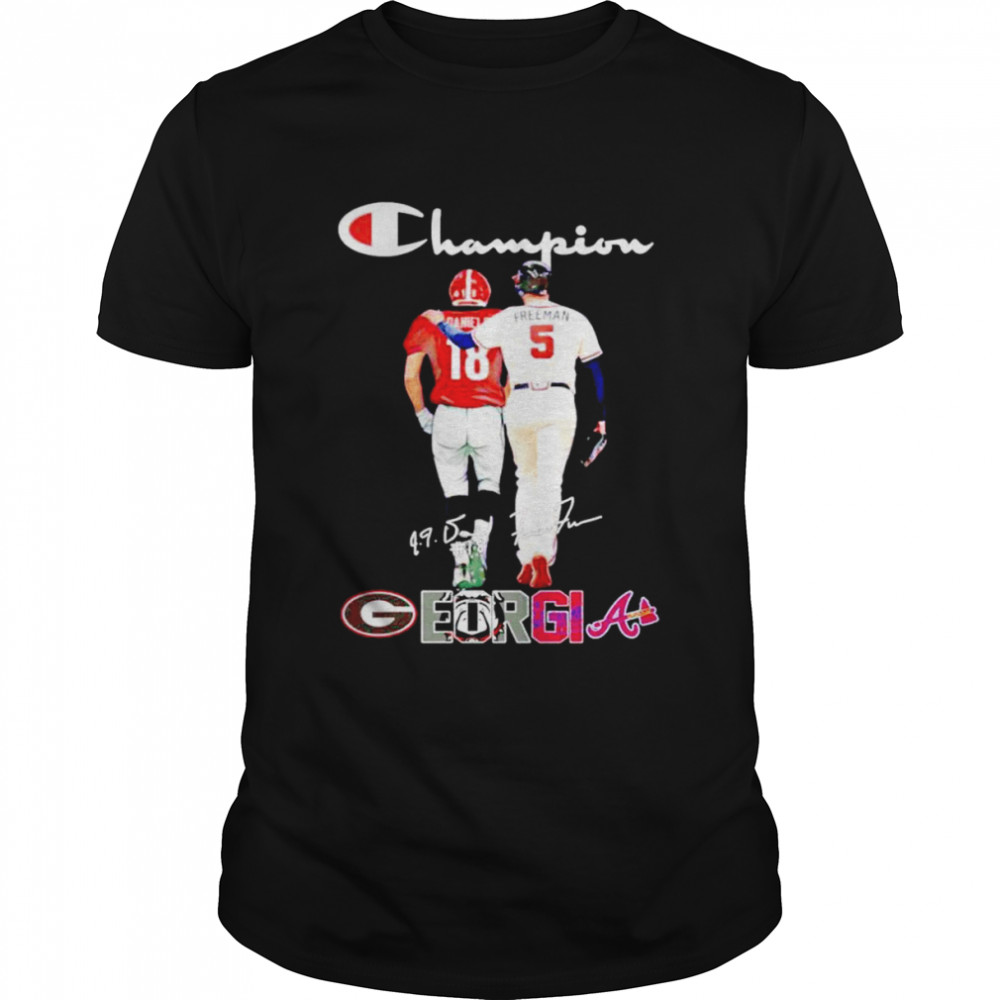 Georgia Sports Teams JT Daniels and Freddie Freeman signatures shirt