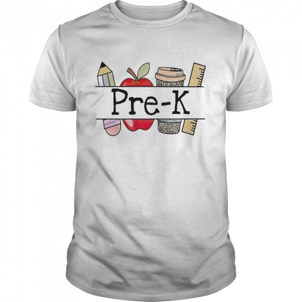 Apple Coffee Pencil Pre-K Teacher Shirt