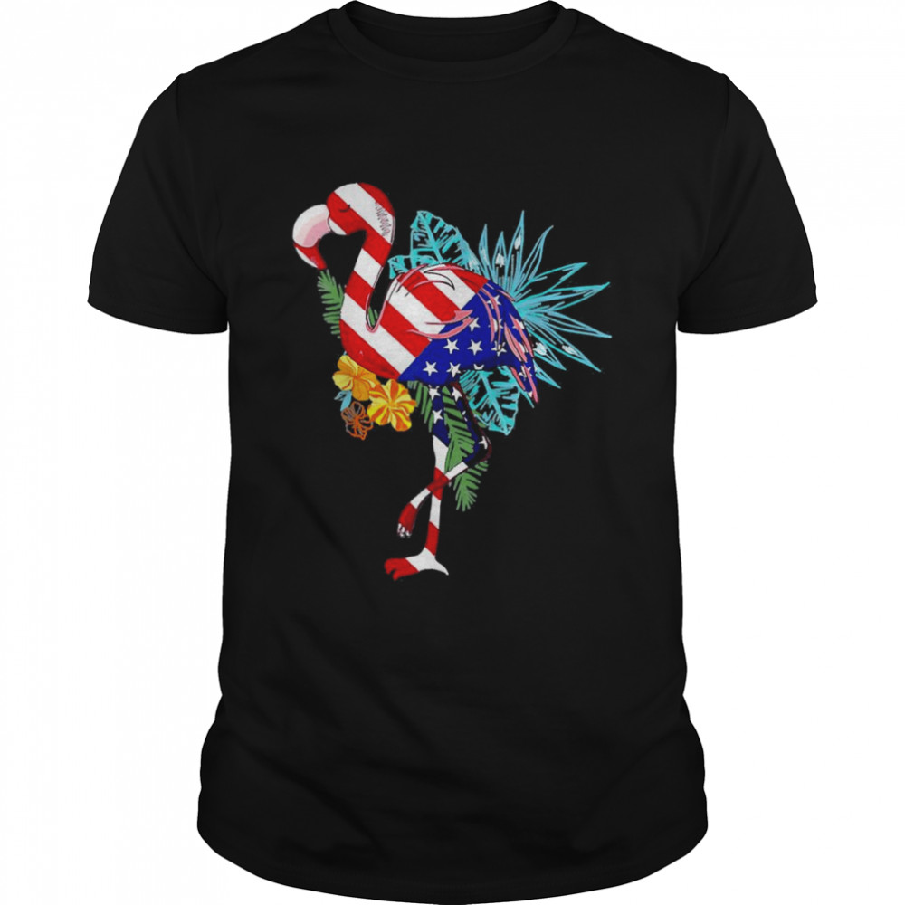 Flamingo American flag America patriotic 4th of july shirt