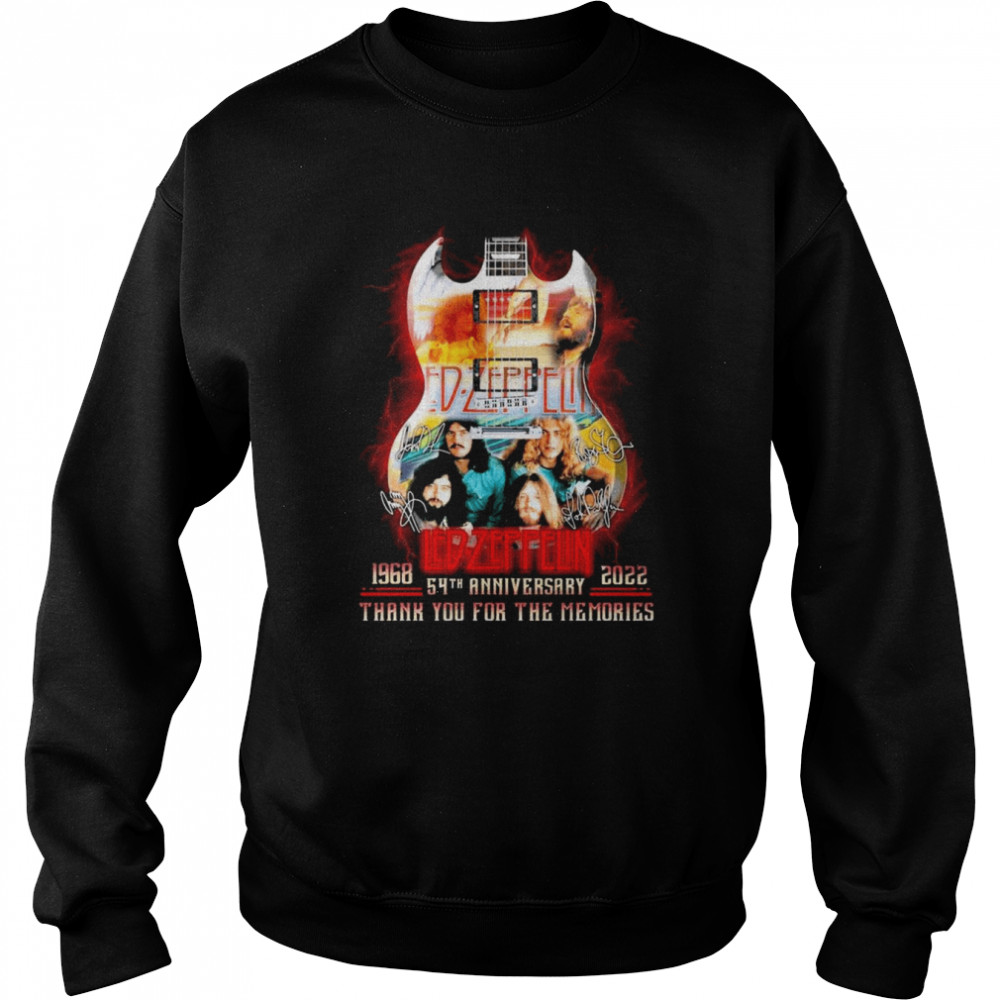 54th Anniversary 1968-2022 Guitar Led-zeppelin Signatures Thank You For The Memories  Unisex Sweatshirt