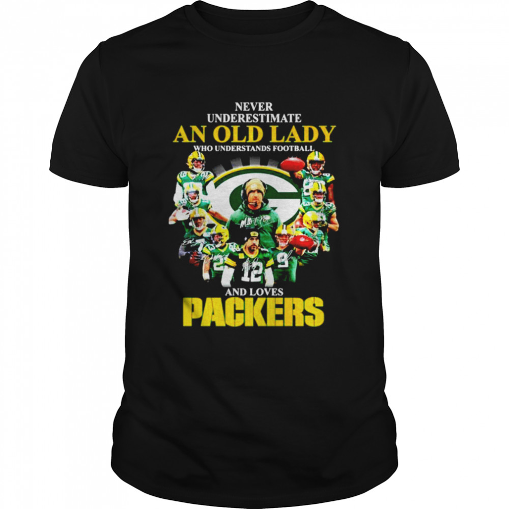 Never underestimate an old lady who understands baseball and loves Green Bay Packers signatures shirt