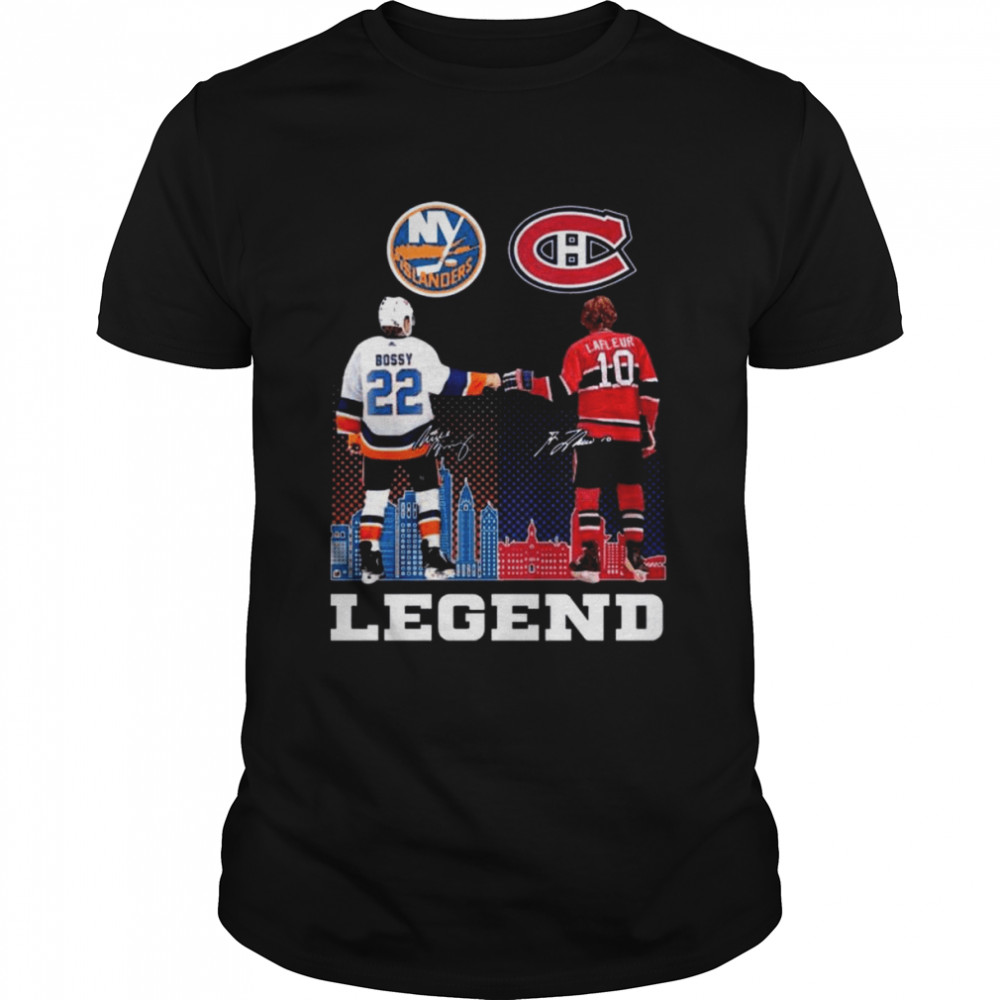 New York Islanders Bossy and Colorado Avalanche Lafleur legend signature shirt