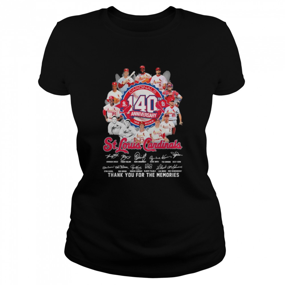 St Louis Cardinals 140th anniversary 1888-2022 signatures thank you for the memories shirt Classic Women's T-shirt