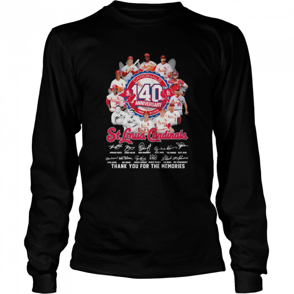 St Louis Cardinals 140th anniversary 1888-2022 signatures thank you for the memories shirt Long Sleeved T-shirt