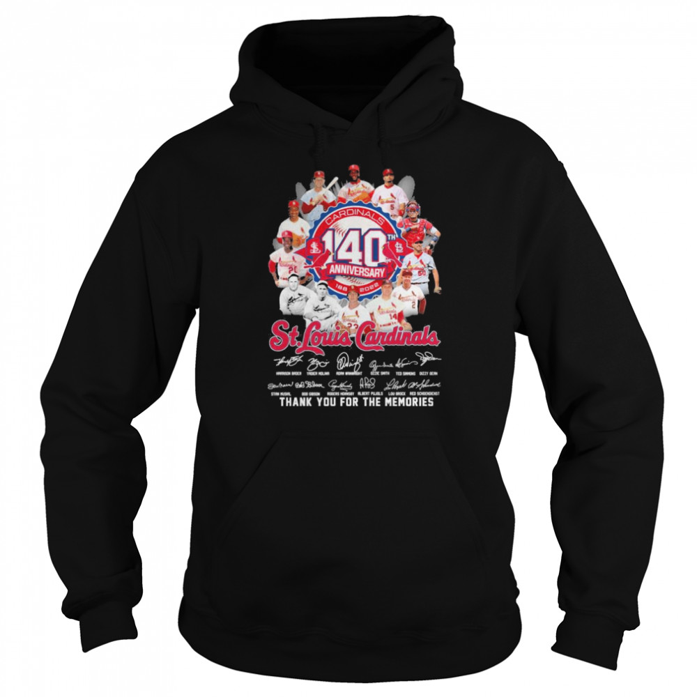 St Louis Cardinals 140th anniversary 1888-2022 signatures thank you for the memories shirt Unisex Hoodie