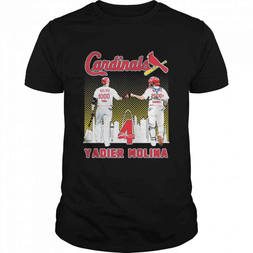 Yadier Molina St Louis Cardinals 1000 RBIs And 2000 Games Signature Shirt