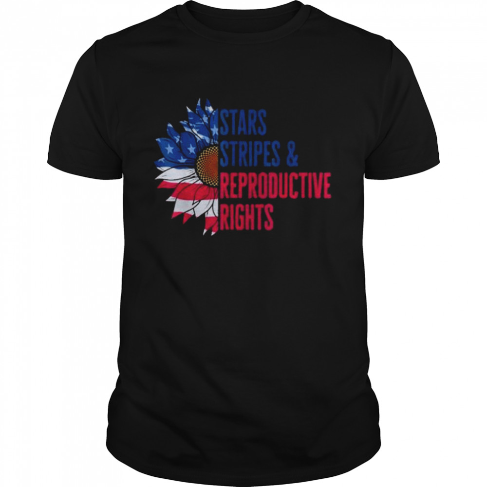 Patriotic Sunflower USA Stars Stripes Reproductive Right Shirt