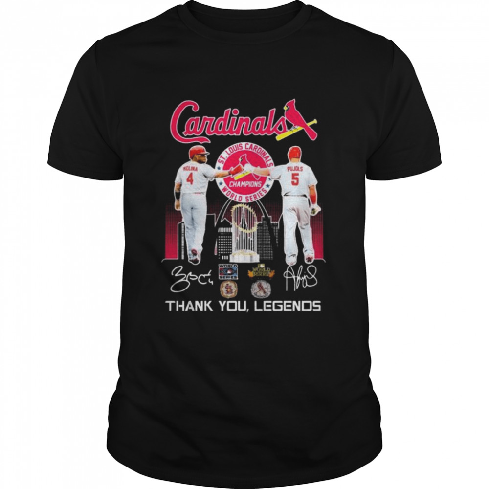 St Louis Cardinal Champions World Series Molina and Pujols signatures shirt