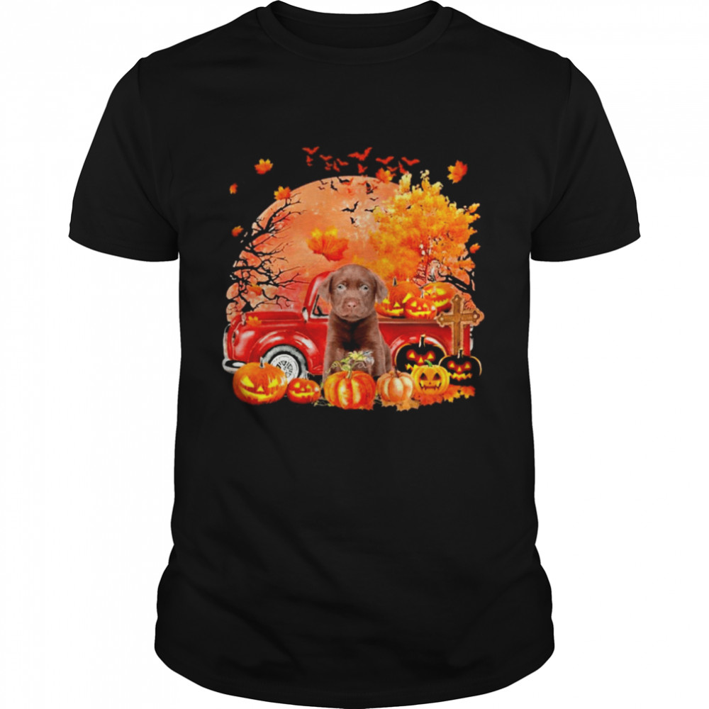 Chocolate Labrador Dog Hollowed Pumpkin Moon Shirt