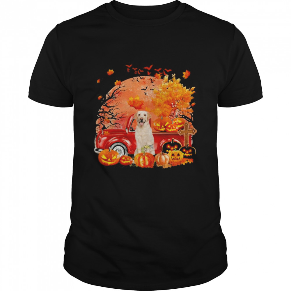 Yellow Labrador Dog Hollowed Pumpkin Moon Shirt