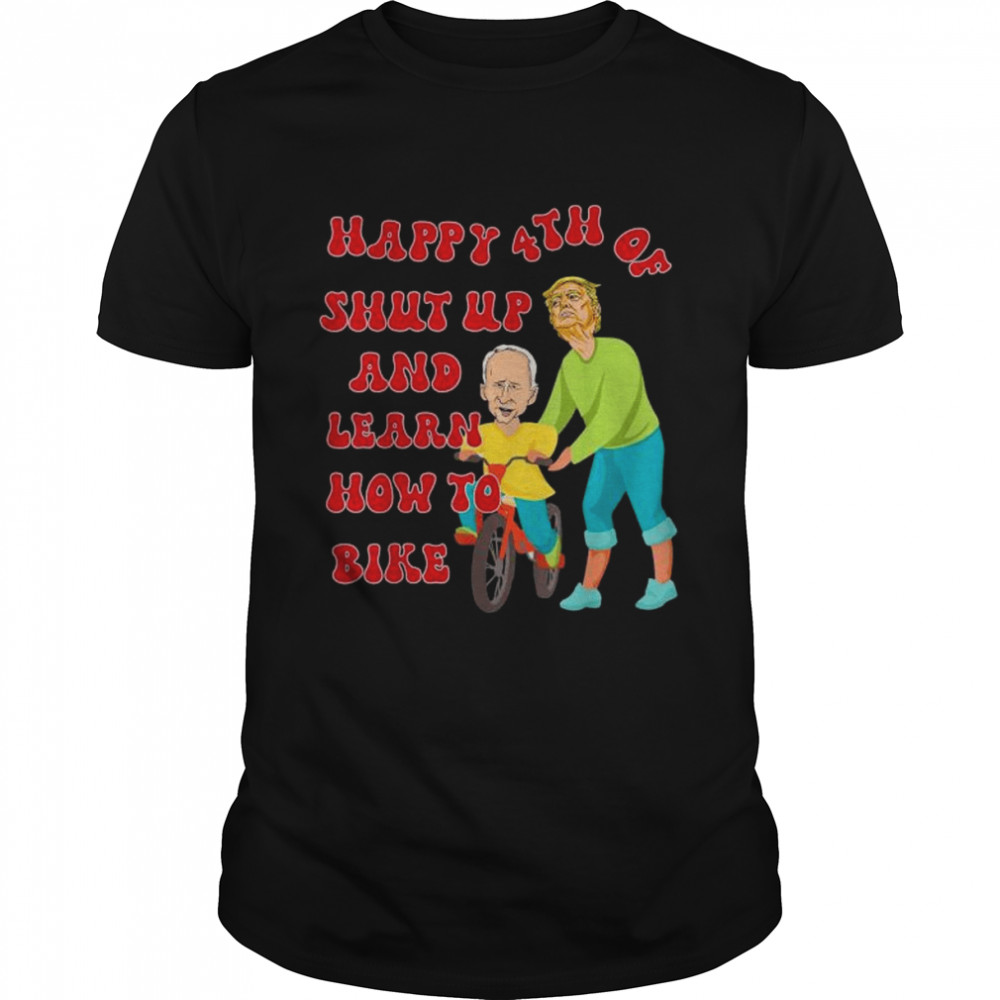 Trump teaching biden to bike happy 4th of july shirt