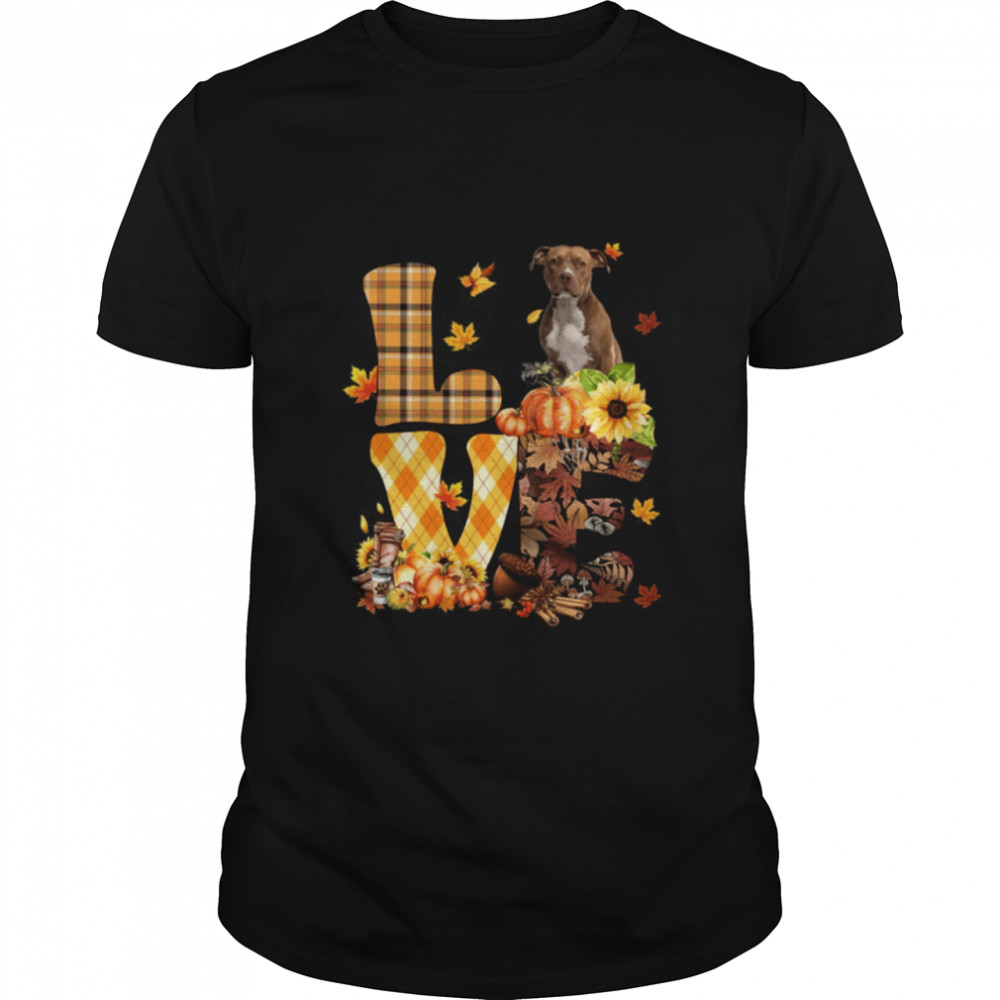 Love Autumn – BROWN Pitbull Terrier Classic T-Shirt