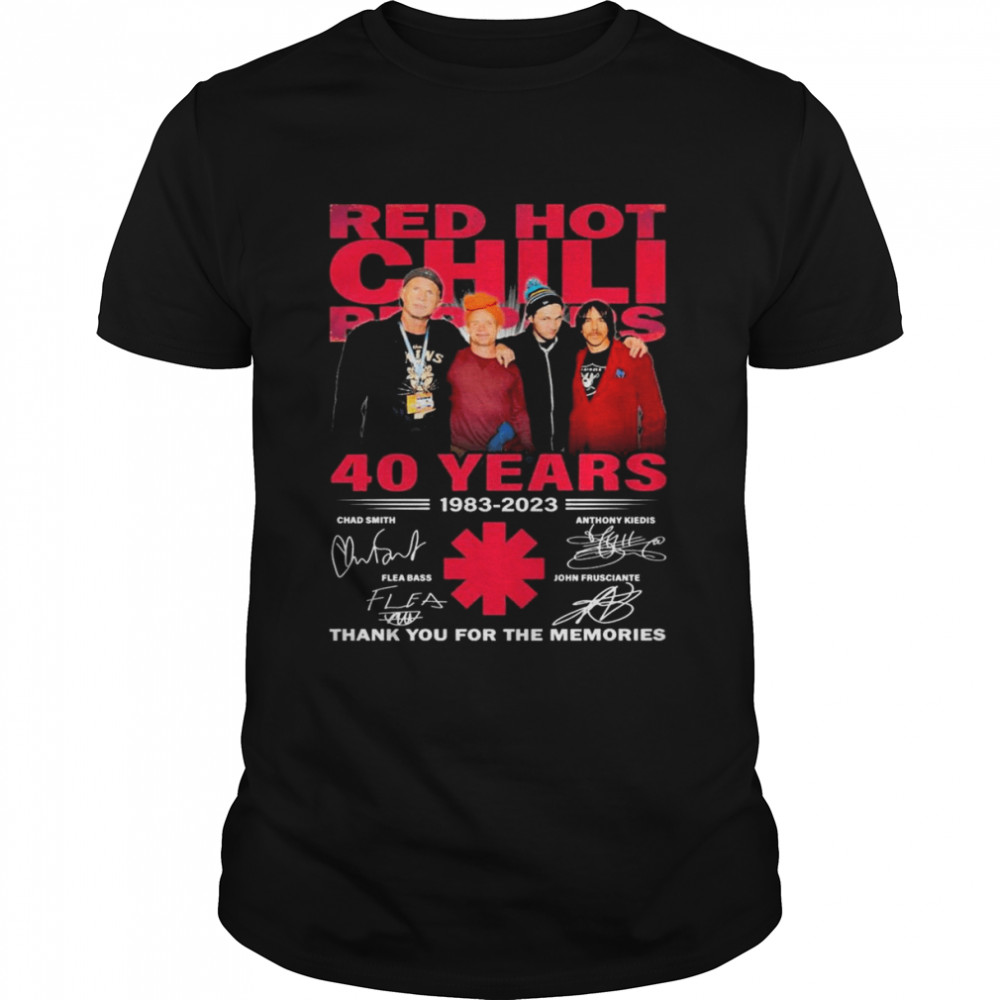 40 Years Of Red Hot Chili Peppers 1983-2023 Signatures Thank You For The Memories Shirt