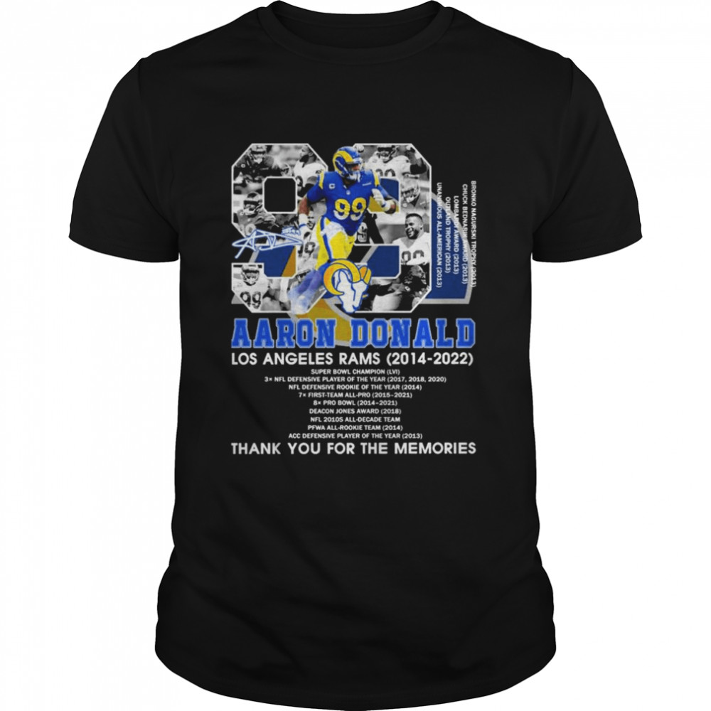 Aaron Donald Los Angeles Rams 2014-2022 Signature Thank You For The Memories Shirt