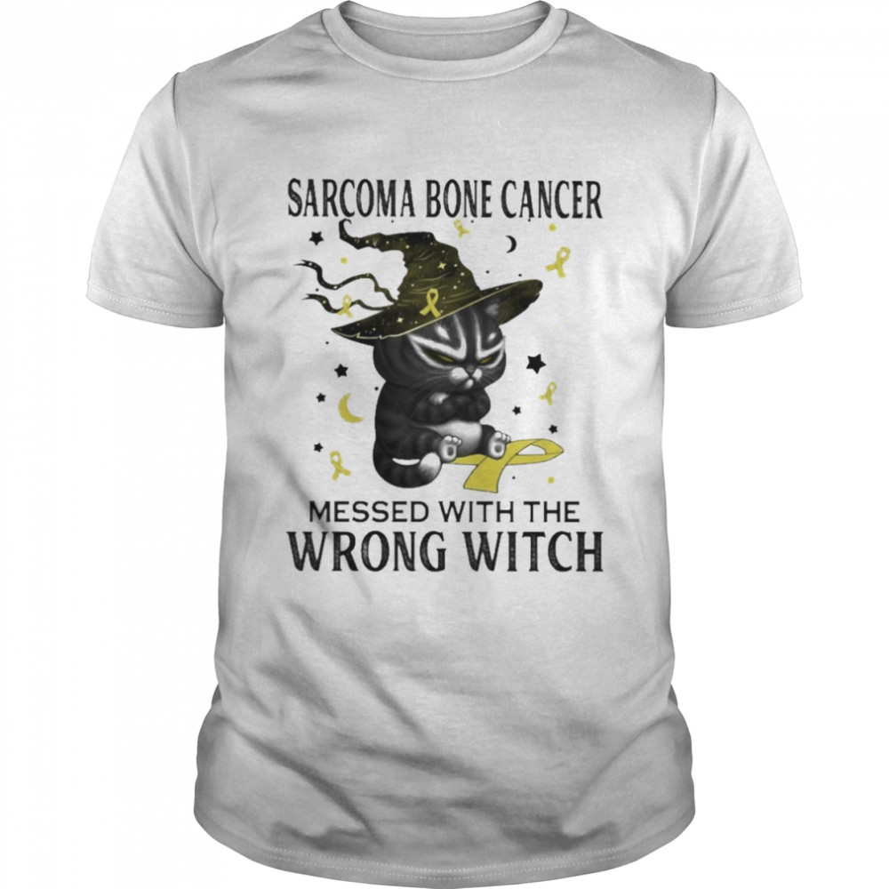 Black Cat Sarcoma Bone Cancer messed with the wrong Witch halloween shirt