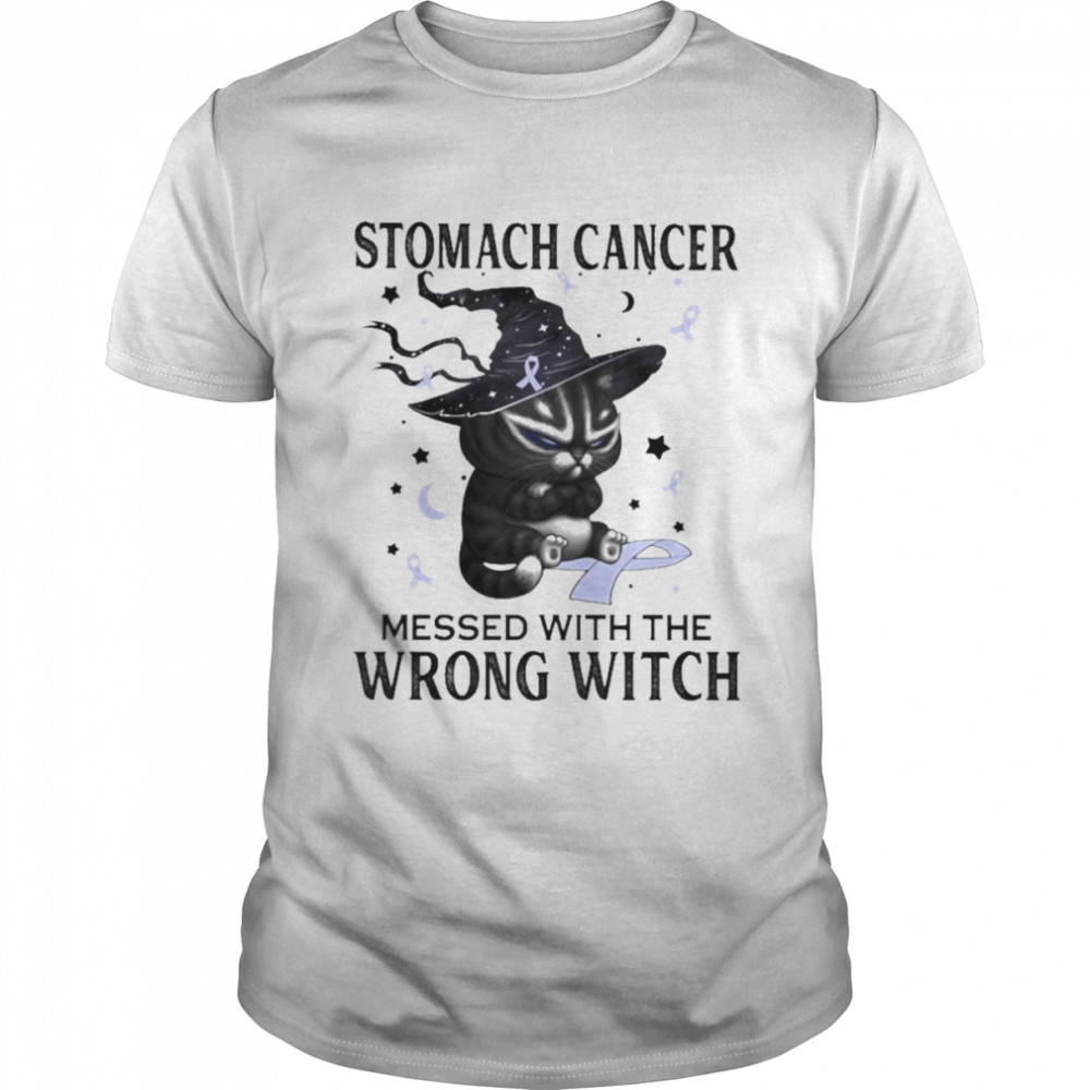 Black Cat Stomach Cancer messed with the wrong Witch halloween shirt