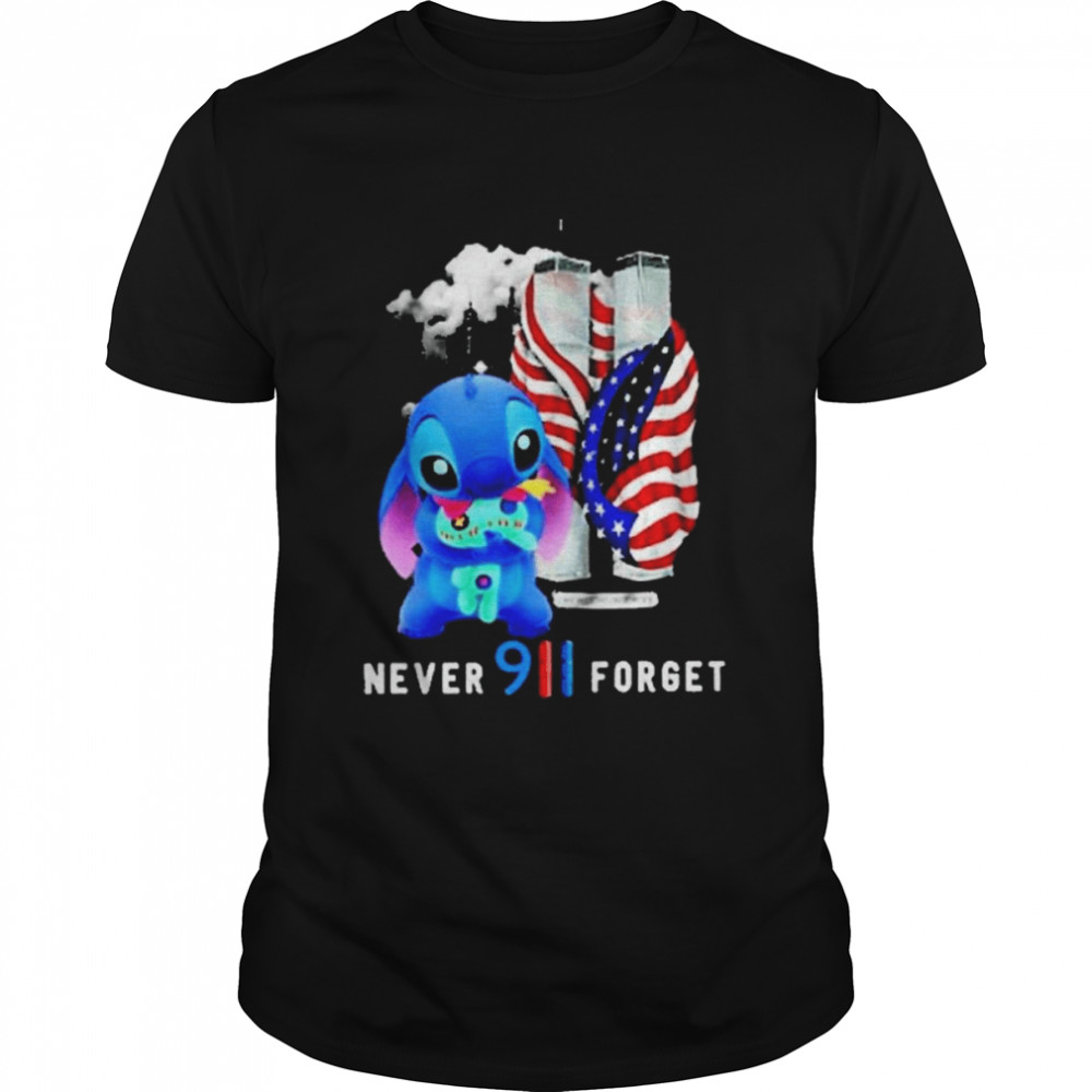 Disney Stitch Tinkerbell US Flag Never Forget 911 Shirt