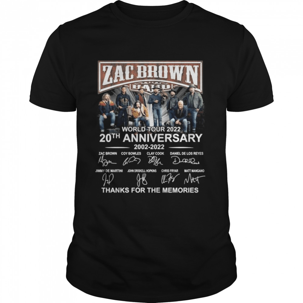 Zac Brown Band World Tour 2022 20th Anniversary Thank You For The Memories Signatures Shirt