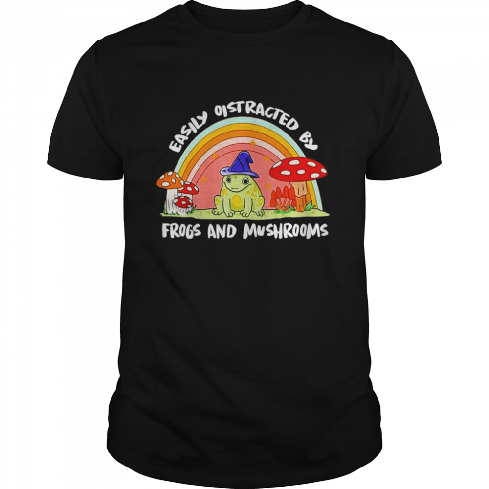 Cottage Core Aesthetic Frog Wizard On Mushroom Rainbow T-Shirt