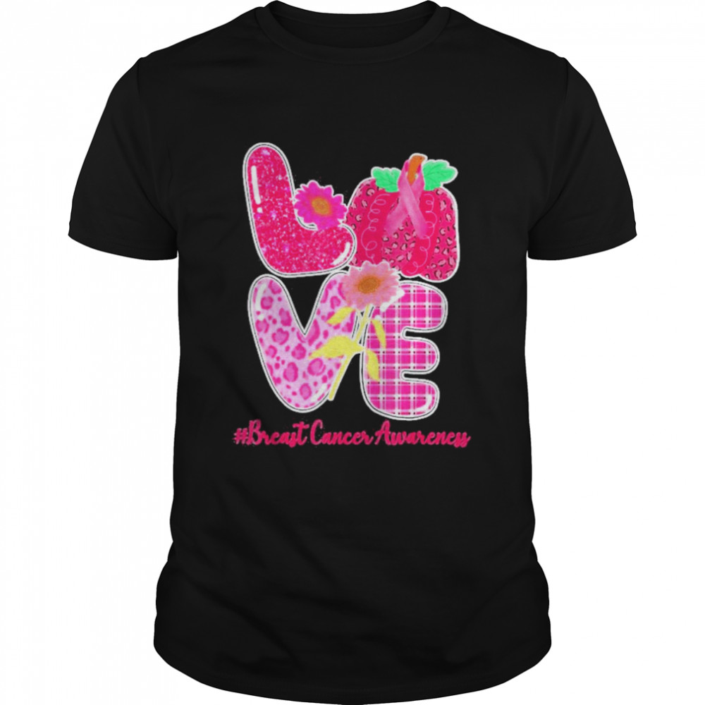 Love Leopard Pumpkin Pink Warrior Breast Cancer Awareness Shirt