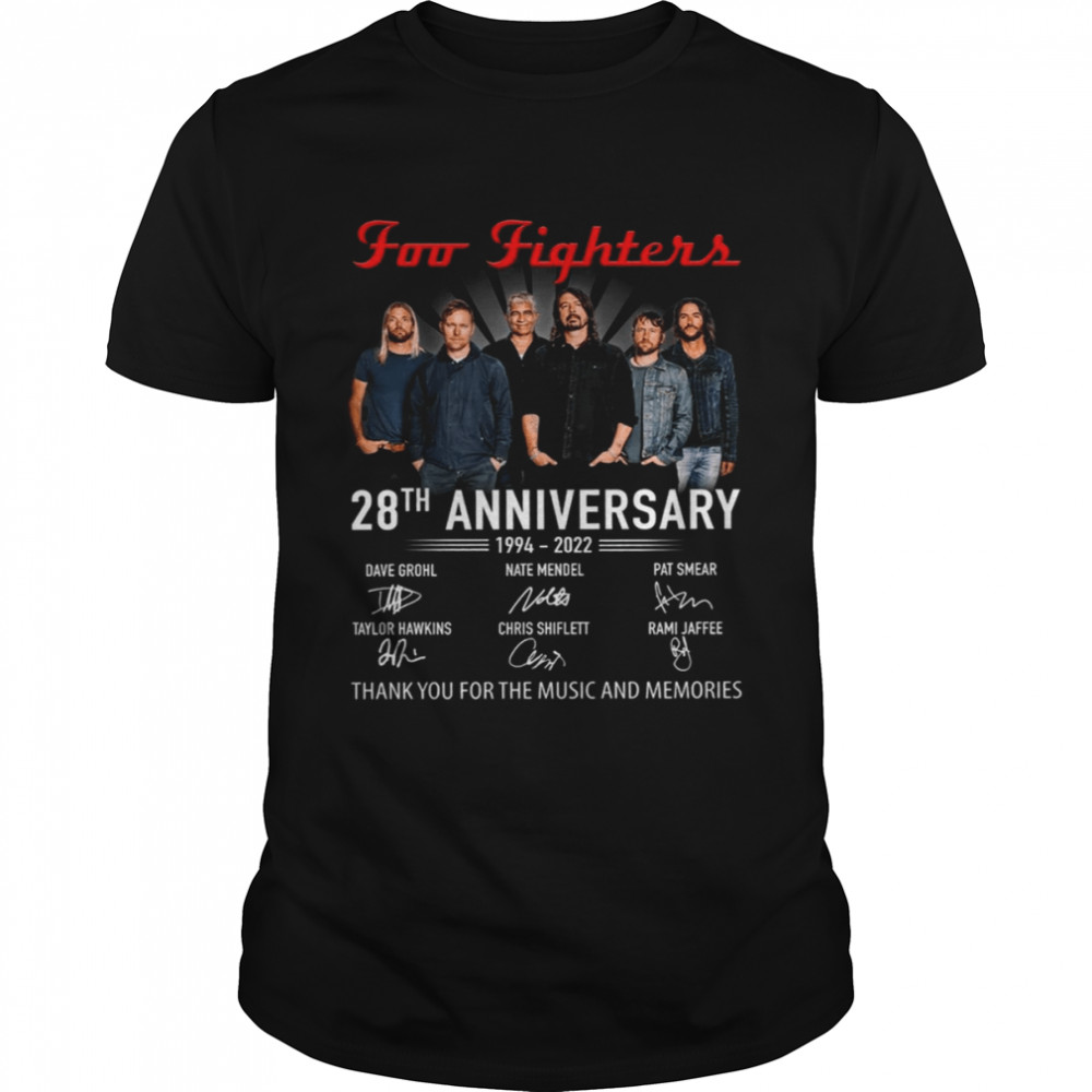 Foo Fighters Rock Band 28th Anniversary 1994-2022 Signatures shirt