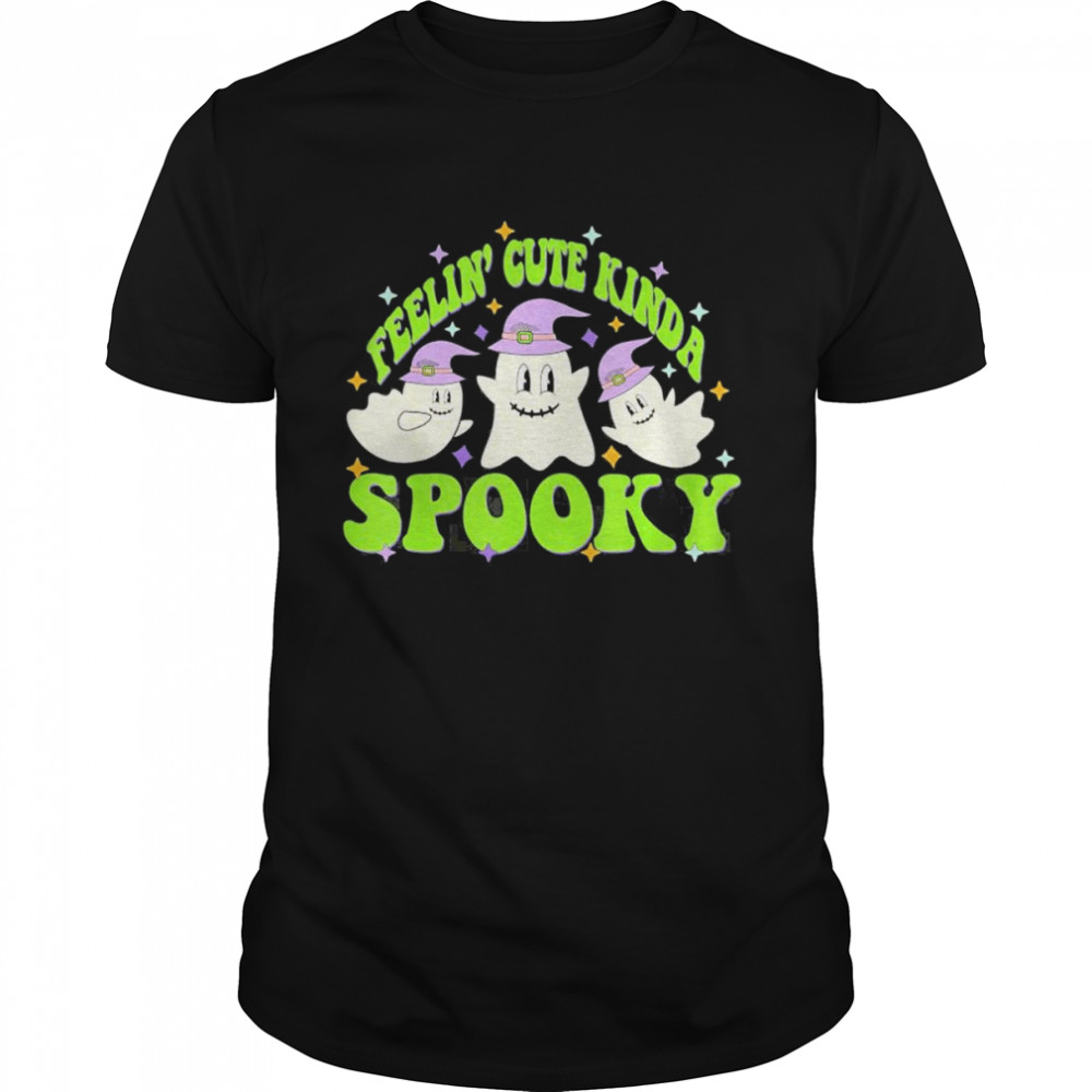 Fellin Cute Kinda Spooky Season Witch Boo Crew Halloween T-Shirt