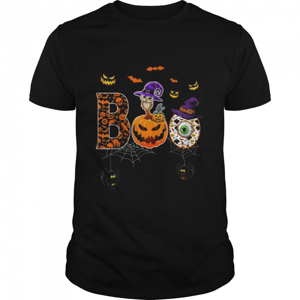 Owl halloween costume boo pumpkin shirt