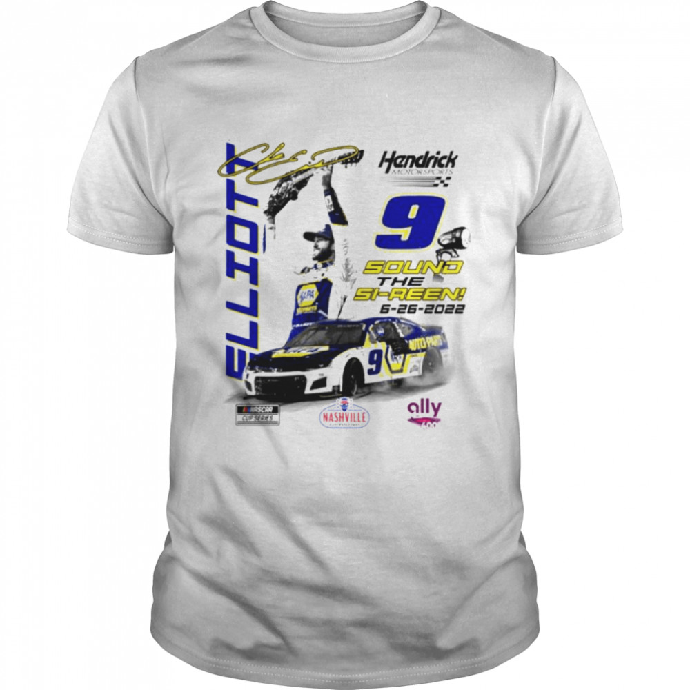 Chase Elliot Checkered Flag White 2022 Ally 400 Race Winner T-shirt