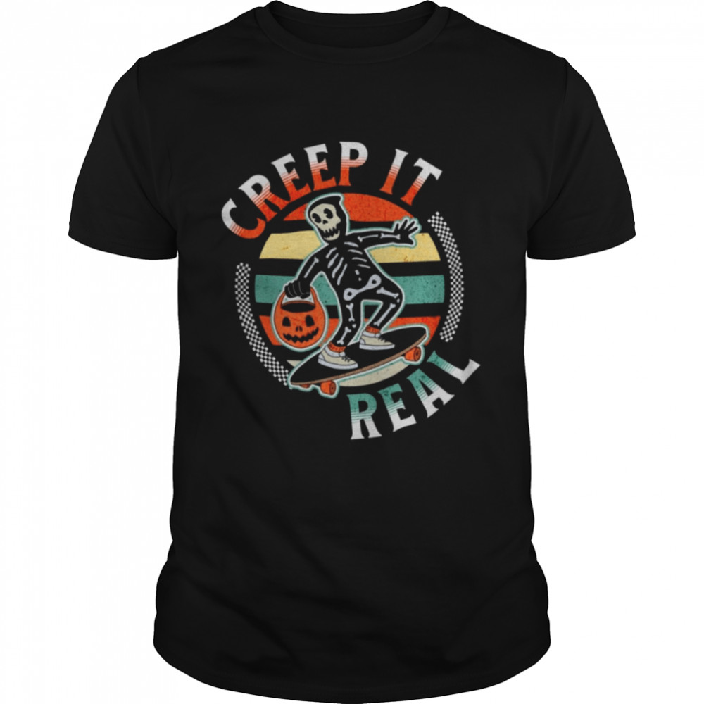 Creep It Real Vintage Spooky Skeleton Skating shirt