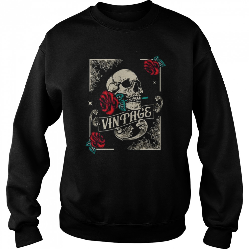 Skull with Roses Distressed  Unisex Sweatshirt