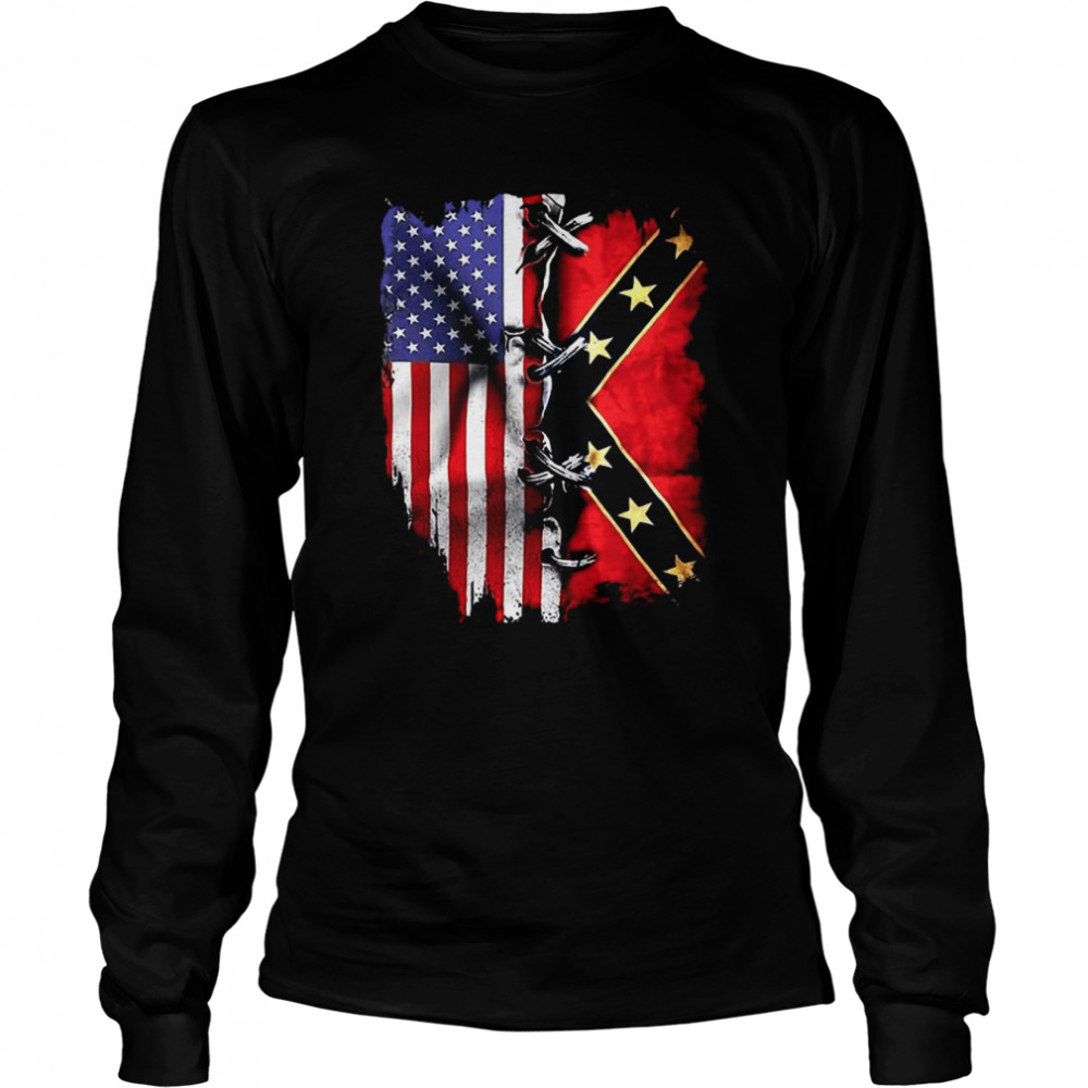 American flag and Confederate Flag shirt Long Sleeved T-shirt