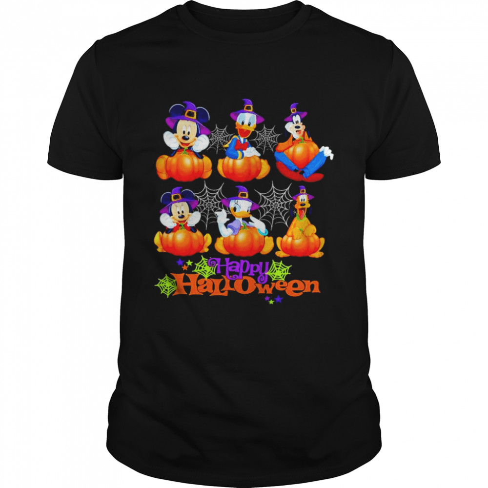 Disney Family Characters hug Pumpkin Happy Halloween 2022 Shirt