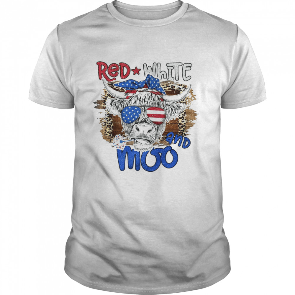 Red White And Moo Highland Cow shirt