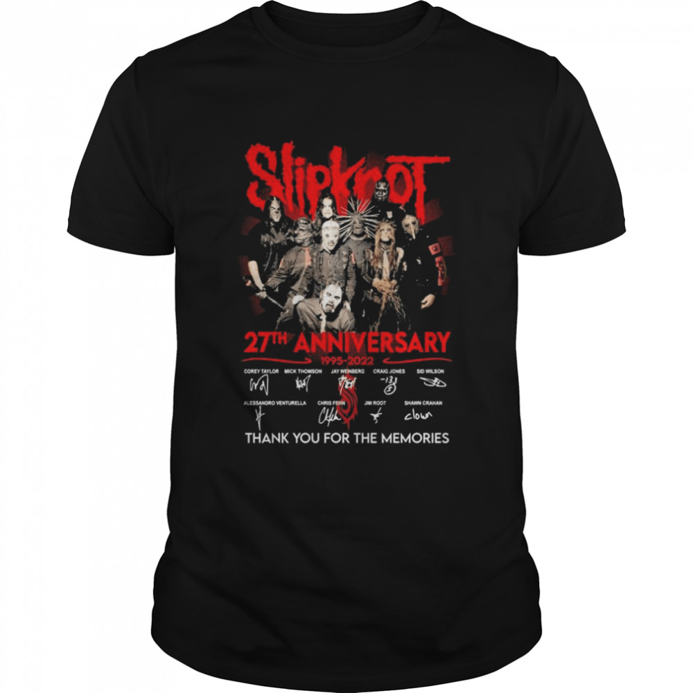 1995-2022 27th Anniversary Slipknot Thank You For The Memories Signatures Shirt