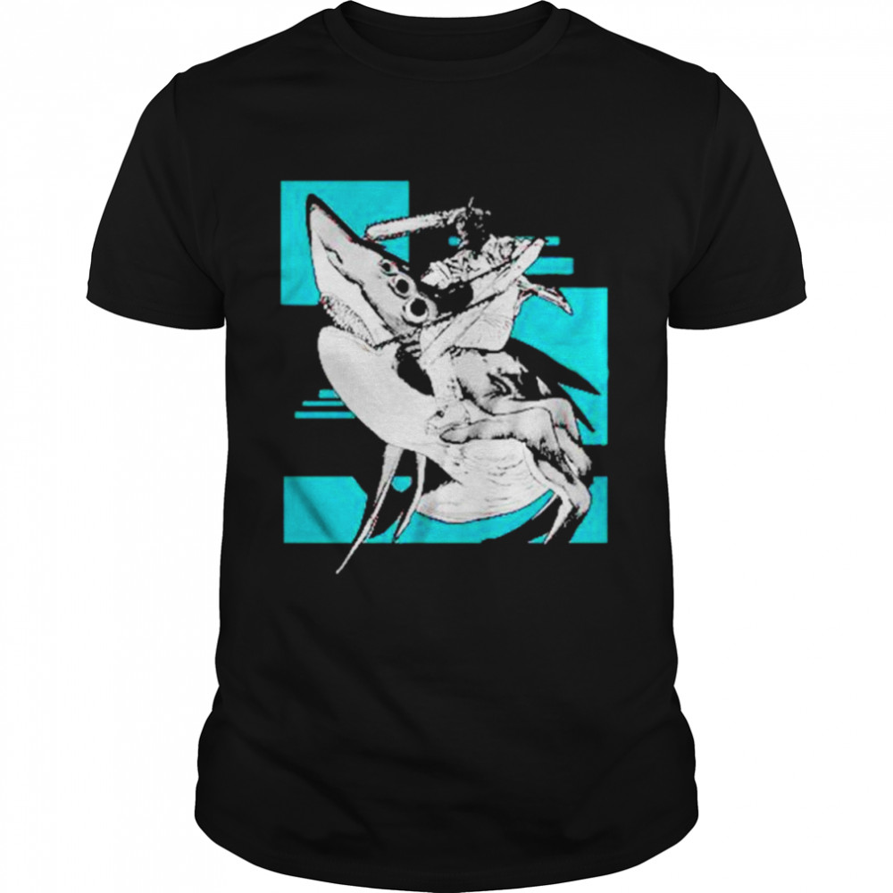 Chainsaw man riding shark shirt