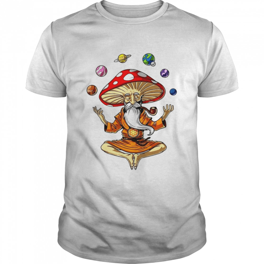 Buddha Planet Meditation Zen Magic Mushroom Om Yoga T-Shirt