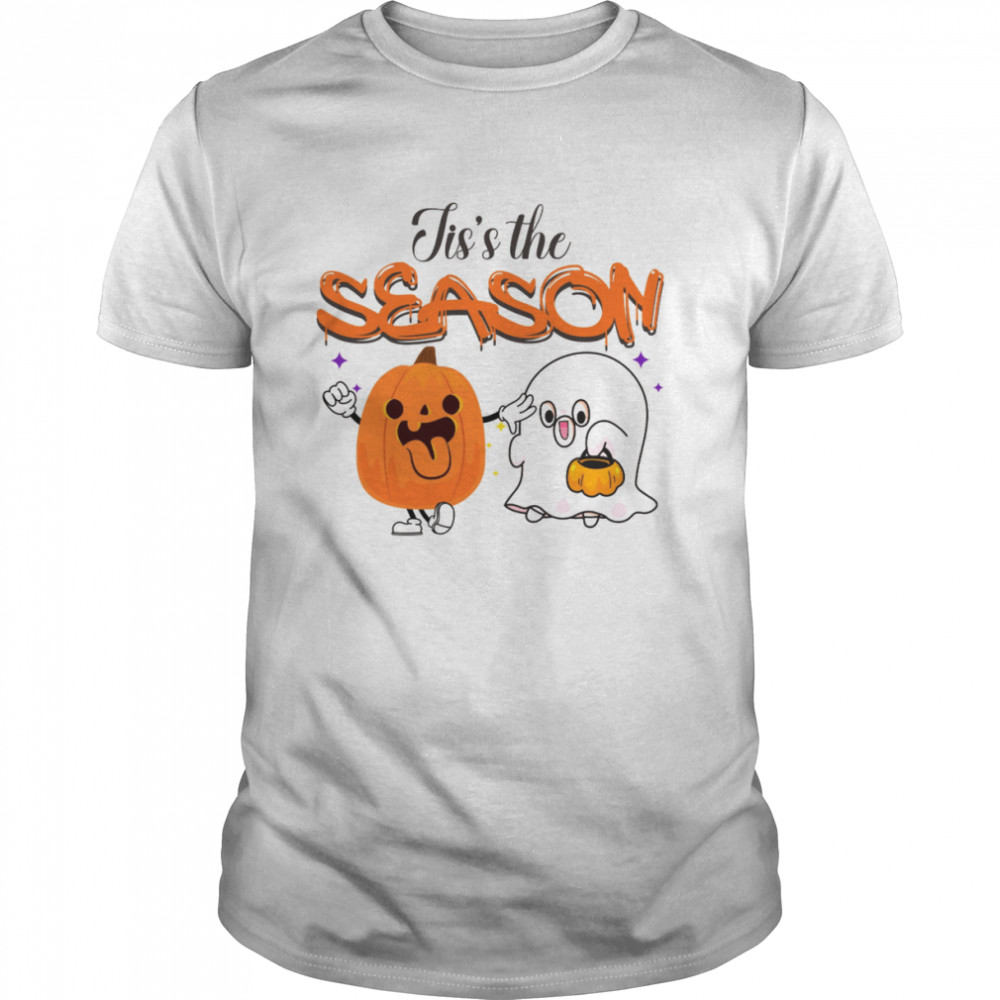 Jis’s The Season Cute Pumpkin And Ghost Spooky Season Halloween Graphic shirt