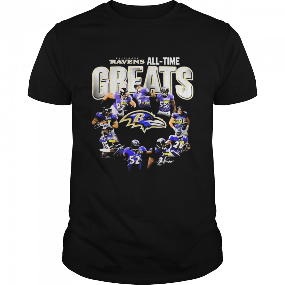 Baltimore Ravens Team All-time Greats signatures shirt
